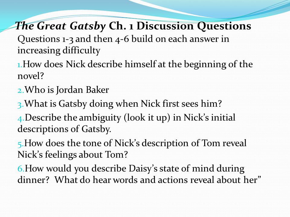 Book Discussion Questions: The Great Gatsby by F. Scott Fitzgerald